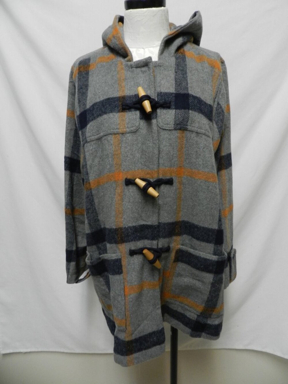ModCloth Toggle over Coat jacket grey lined Pockets Hooded Women Size Sz 2X - Picture 2 of 11
